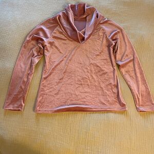 Pink Velvet Shirt with Cowl Collar